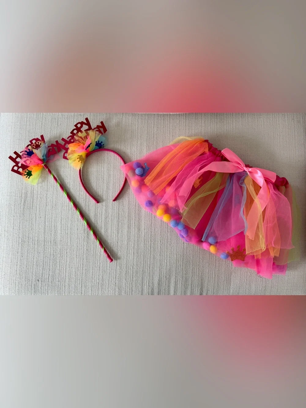 Princess Expressions - Birthday Girl Tutu Poms with Wand & Headband Size 3-6